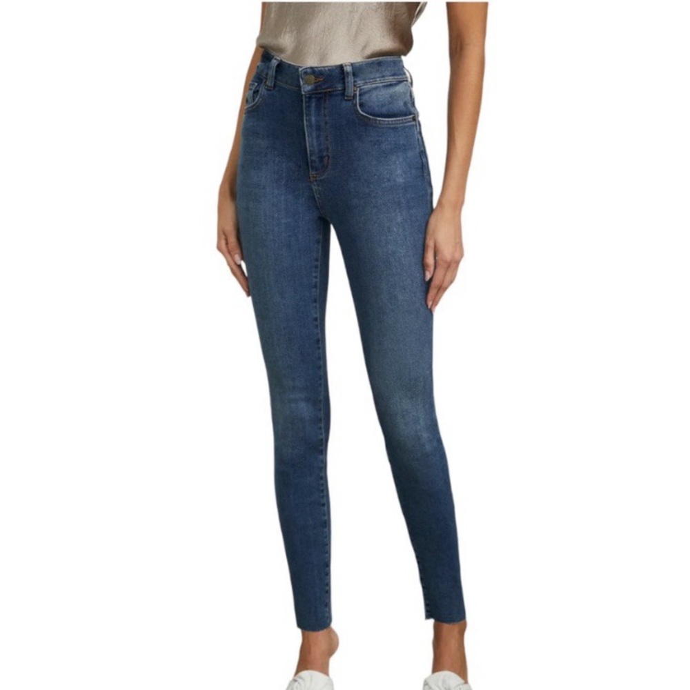 Rails The Larchmont High Rise Skinny Blue Raw Hem Jeans 28